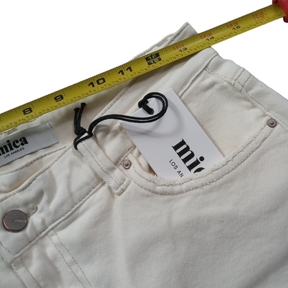 Mica Women's High Waisted Cream Flare Slit Wide Leg Jean NWT Size 24 - Picture 6 of 11